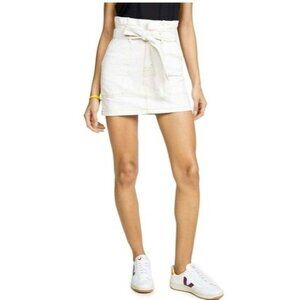 Free People Paperbag Denim Skirt Size 4 Cream Summer Beach Trendy Minimalist